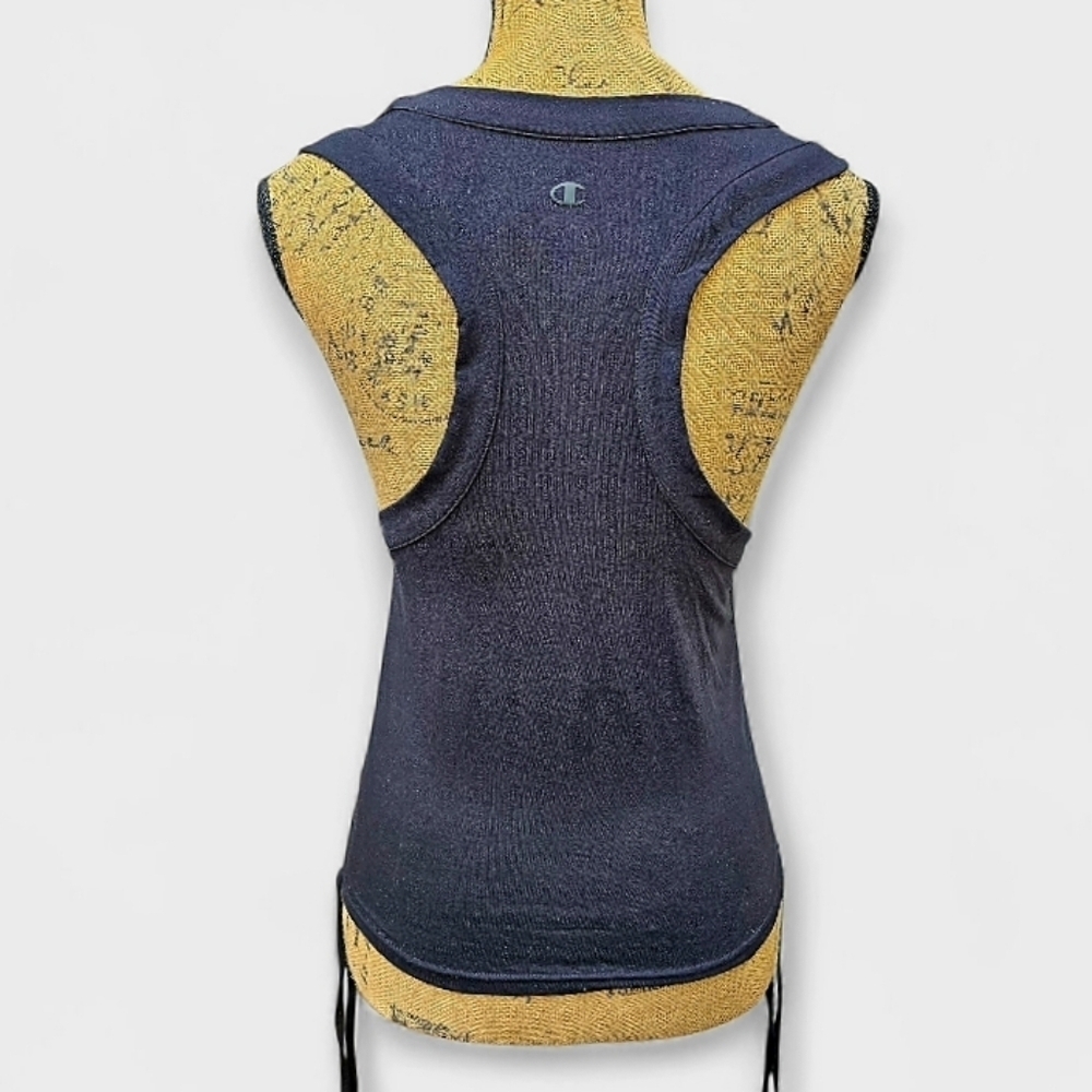 Champion Y2K Athletic Women's Soft Touch Racerback Black Ruched Tank Top, Size M - Picture 4 of 6